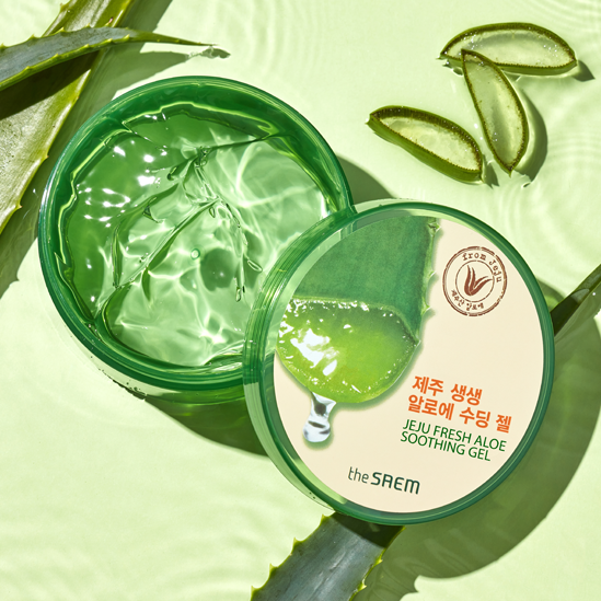 THE SAEM Jeju Fresh Aloe Soothing Gel 99 300ml Available on Seoulbazaar, your online store for trendy korean products.