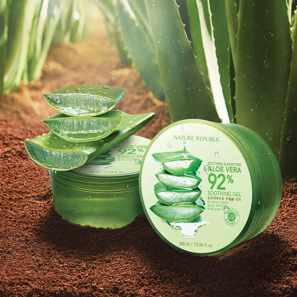 NATURE REPUBLIC - Gel Adoucissant - Soothing&Moisture Aloe Vera 92% 300ml Available on Seoulbazaar, your online store for trendy korean products.