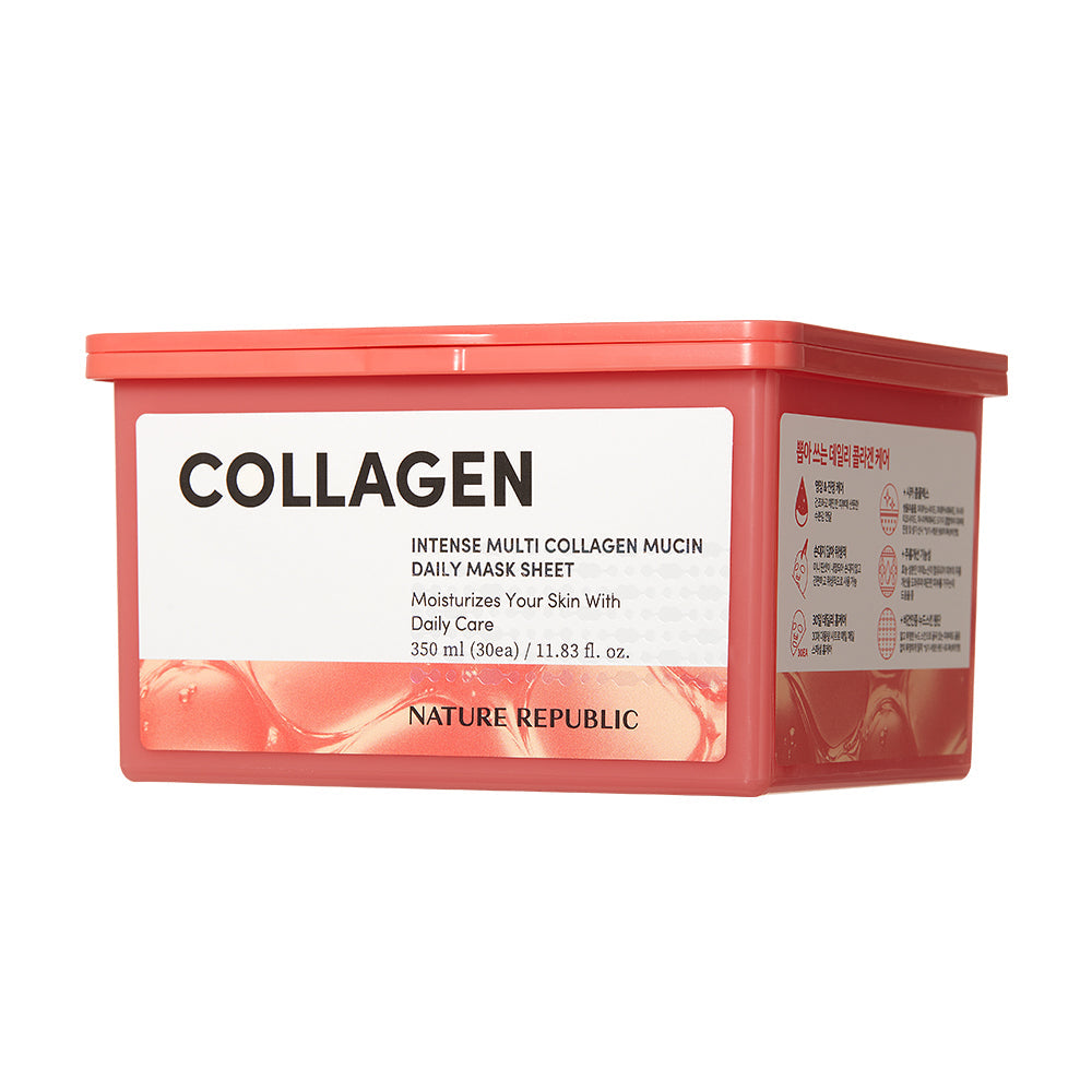NATURE REPUBLIC Intense Multi Collagen Mucin Extraction Daily Mask Pack 30 sheets disponible sur Ma petite Coree, ton Eshop 100% K-beauty en direct de Seoul