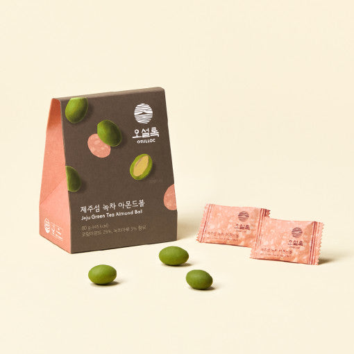 OSULLOC Jeju Green Tea Almond Ball 80g Available on Seoulbazaar, your online store for trendy korean products.