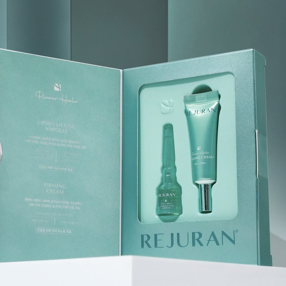 REJURAN Recover Healer Miniature Kit (Ampoule+Cream) Available on Seoulbazaar, your online store for trendy korean products.