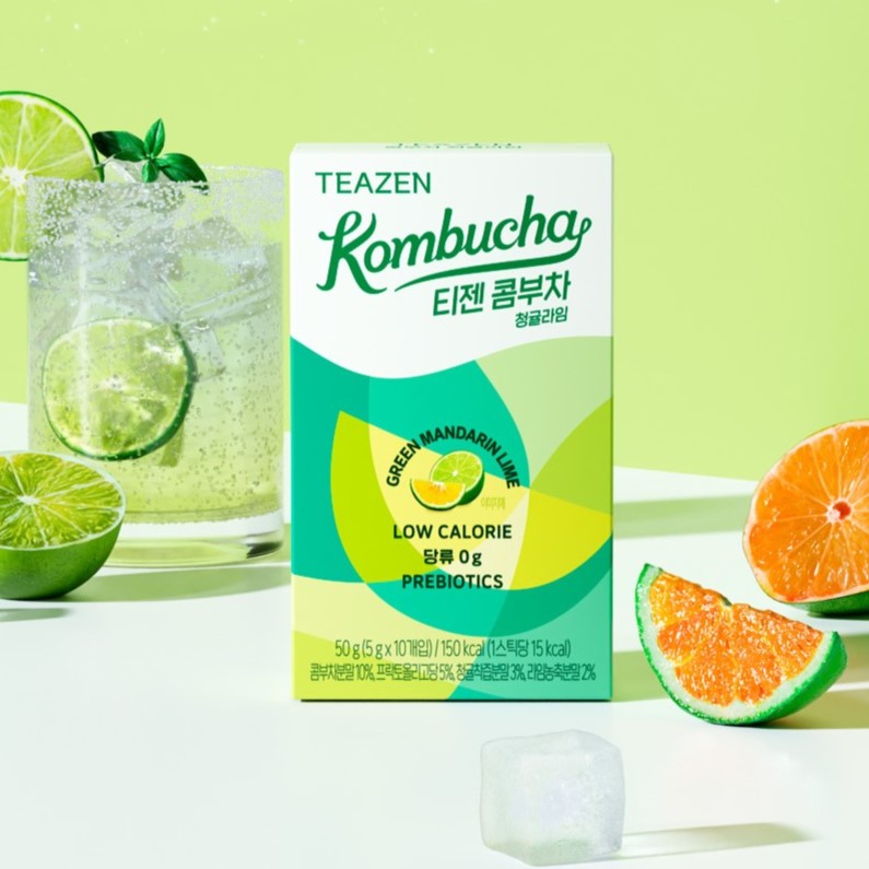 TEAZEN Kombucha Green Mandarine Lime 10 Sticks Available on Seoulbazaar, your online store for trendy korean products.