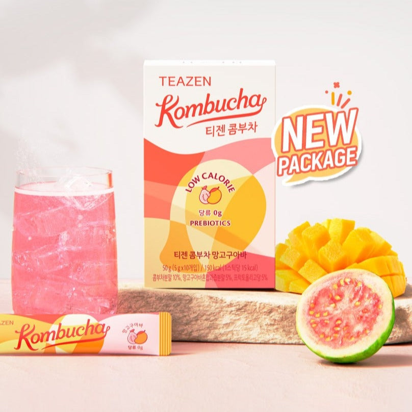 TEAZEN Kombucha Mango Guava 10 Sticks Available on Seoulbazaar, your online store for trendy korean products.