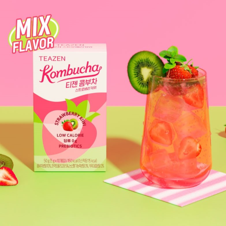 TEAZEN Kombucha Strawberry Kiwi 10 Sticks Available on Seoulbazaar, your online store for trendy korean products.