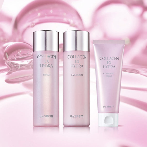 THE SAEM Collagen EX Hydra Skincare 3 Set (Toner+Emulsion+Foam) Available on Seoulbazaar, your online store for trendy korean products.