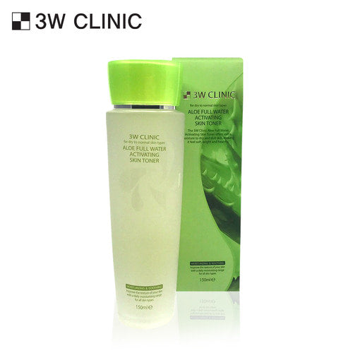 3W CLINIC Aloe Full Water Activating Skin Toner 150ml Available on Seoulbazaar, your online store for trendy korean products.