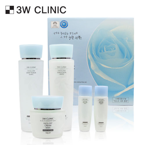 3W CLINIC Excellent White Skin Care set (Toner+Emulsion+Cream) Available on Seoulbazaar, your online store for trendy korean products.