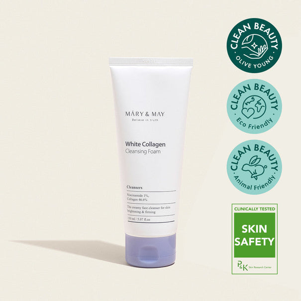 MARY & MAY White Collagen Cleansing Foam 150ml Available on Seoulbazaar, your online store for trendy korean products.